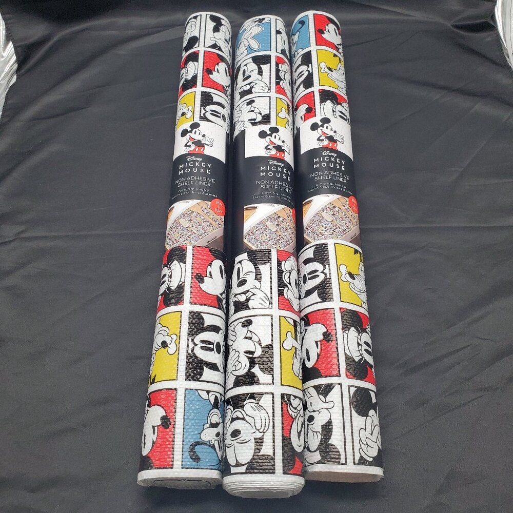 BN Set of 3 Disney Mickey Mouse Non Adhesive Shelf Liner- 18 in x 10 ft